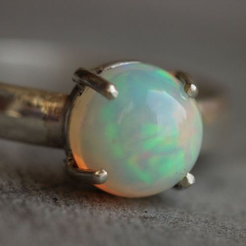 Natural Opal sterling silver ring, Gemstone gift for her