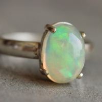 Genuine opal ring, Natural Opal silver ring for women