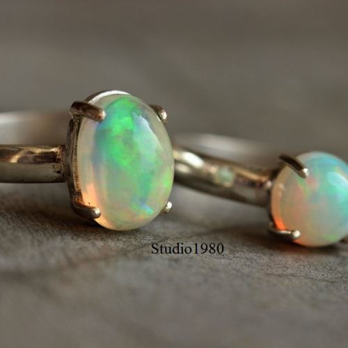 Genuine opal ring, Natural Opal silver ring for women