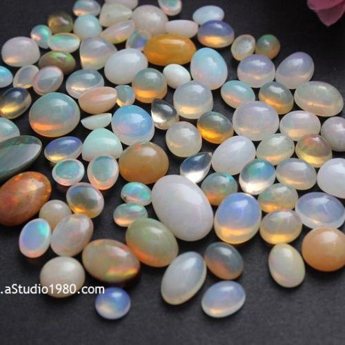 Natural opal silver ring - Stackable ring - Round gemstone ring