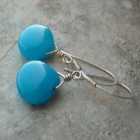 Everyday BLUE JADE silver handmade earrings