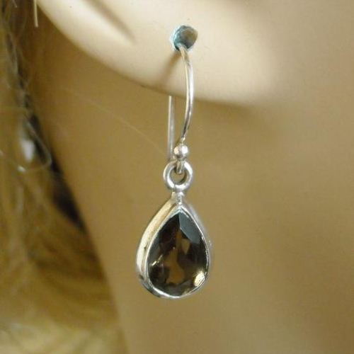 Faceted smoky quartz earrings - beautiful earrings made of sterling silver and natural gemstone