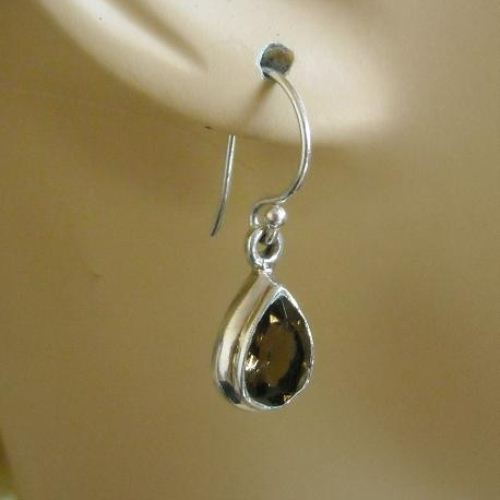 Faceted smoky quartz earrings - beautiful earrings made of sterling silver and natural gemstone