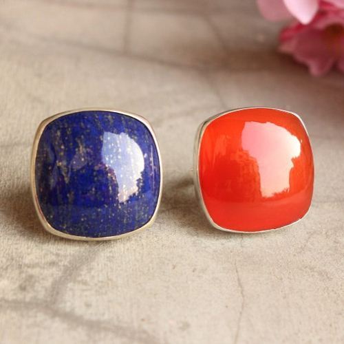 Fall ring, Cushion cut ring, Carnelian sterling silver Jewelry