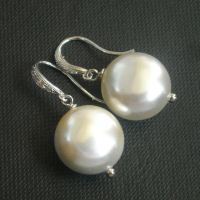 Pearl earrings in sterling silver, Bridal gift ideas