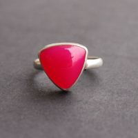 Fuschia pink ring, Pink chalcedony silver ring, Gift ideas