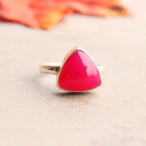 Fuschia pink ring - Pink chalcedony silver ring - Gift ideas