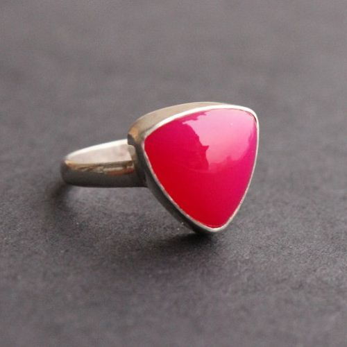 Fuschia pink ring - Pink chalcedony silver ring - Gift ideas