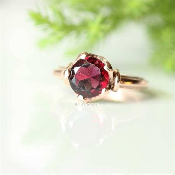Garnet ring - 14K rose gold Garnet Ring - Engagement ring- gold