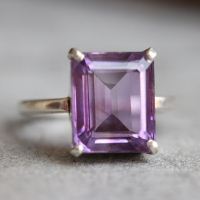 Genuine Amethyst Ring, Purple amethyst silver ring gift