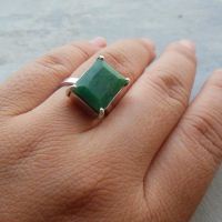 Genuine Emerald ring, Precious ring, Sterling silver green ring
