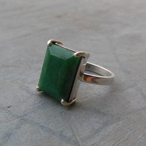 Genuine Emerald ring, Precious ring, Sterling silver green ring