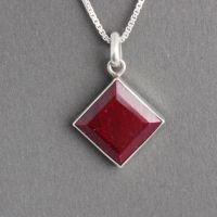  Ruby pendant, Red pendant, July birthstone silver pendant