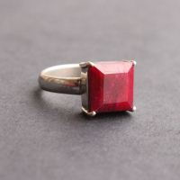 Genuine Ruby ring, Gemstone ring, Red stone silver ring