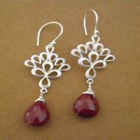 Genuine ruby gemstone sterling silver earrings