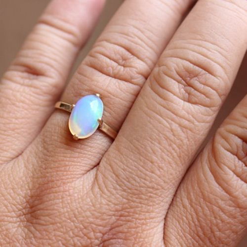 Gold Opal ring - Natural Opal Ring - Engagement ring - Artisan ring