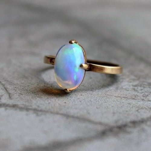 Gold Opal ring - Natural Opal Ring - Engagement ring - Artisan ring