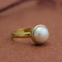 Gold Pearl Ring, Vermeil ring, birthstone ring, Handmade gemstone ring - Size 6 other sizes also available