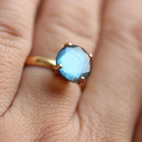 Gold Ring, Labradorite gold ring, 18k gold engagement ring 