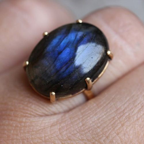 Gold Ring, Labradorite gold ring, 18k gold handmade ring