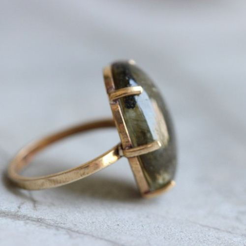 Gold Ring, Labradorite gold ring, 18k gold handmade ring
