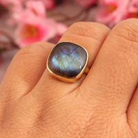 Gold Ring, Labradorite ring, 18k gold engagement ring