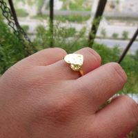 Gold heart 18 k hammered handmade ring for her gold stack ring