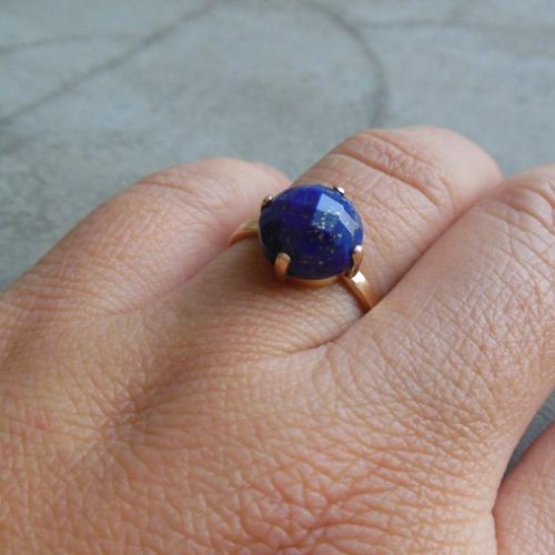 Gold lapis ring, 18k gold ring, Lapis Lazuli gemstone ring