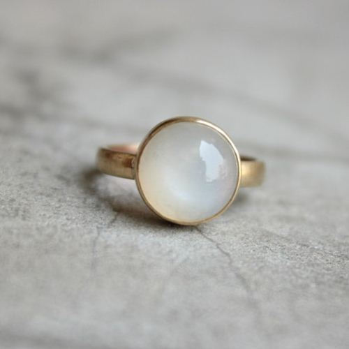 Gold moonstone ring, Natural Moonstone Ring, 18k gold engagement ring