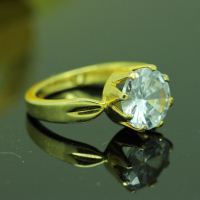 Gold plated cz ring, 24k gold plated ring, engagement ring, wedding