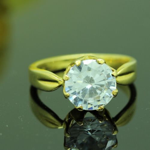 Gold plated cz ring - 24k gold plated ring - engagement ring - wedding