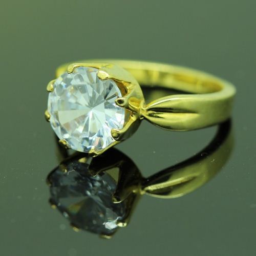 Gold plated cz ring - 24k gold plated ring - engagement ring - wedding