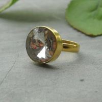 Vermeil ring, Gold ring,Crystal ring, Swarovski crystal ring, Vintage crystal ring, Size 7 Other sizes also available
