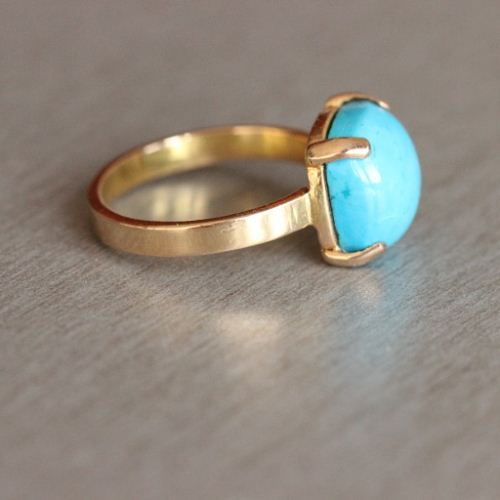 Buy Gold turquoise ring, 18k Gold Blue Turquoise gemstone ring online ...