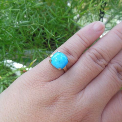 Gold turquoise ring, 18k Gold Blue Turquoise gemstone ring