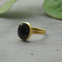 Gold vermeil ring, Blue Sapphire ring, Yellow gold sapphire ring