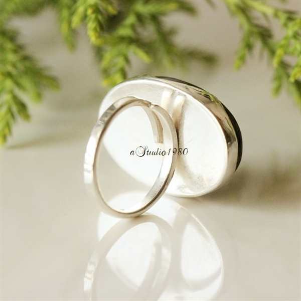 Golden Sheen Obsidian ring - adjustable ring - silver ring 