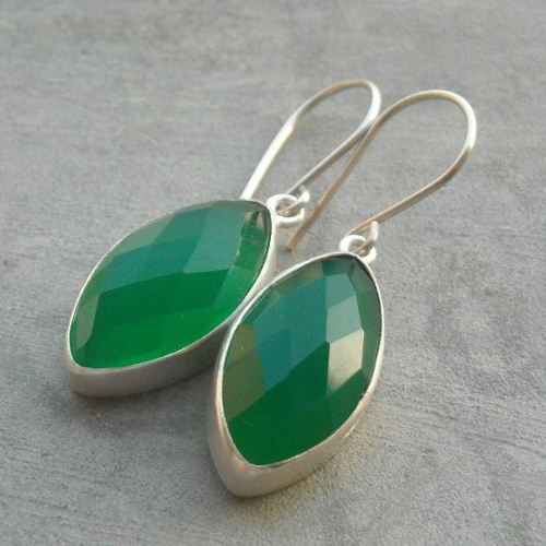 Buy Green Chalcedony Earrings,Chalcedony Jewelry, handmade,sterling ...