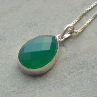 Green Chalcedony Pendant,Chalcedony Jewelry, Chalcedony drop Pendant, handmade, sterling silver ,gemstone Pendant