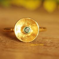 Green Emerald ring 18k gold handmade gemstone ring
