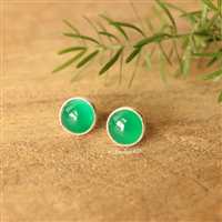 Green ONYX stud earrings, green earrings, Silver ear studs