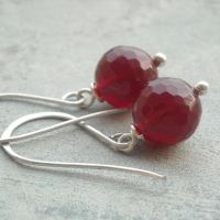 Handmade Ruby quartz gemstone sterling silver earrings