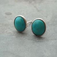 Handmade sterling silver turquoise stud earrings