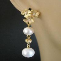 Handmade wedding gold filled swarovski crystal pearl earrings