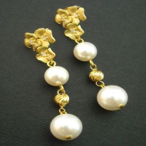 Handmade wedding gold filled swarovski crystal pearl earrings