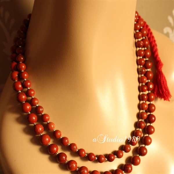 Healing red jasper layered gemstone necklace anniversary gift