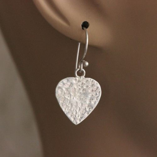 Heart Earrings - Artisan Earrings - Silver Earrings - Valentines gift