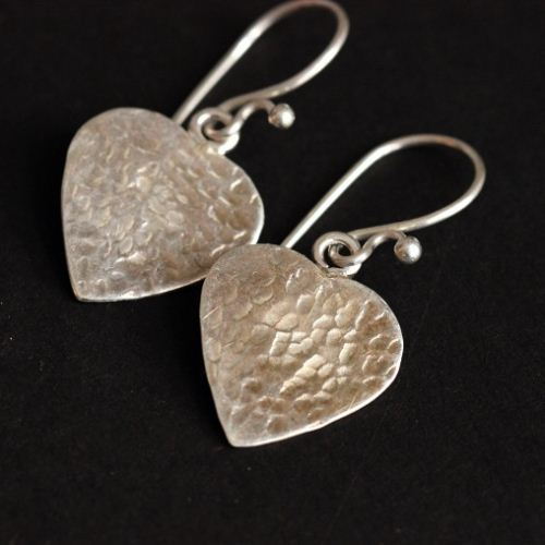Heart Earrings - Artisan Earrings - Silver Earrings - Valentines gift