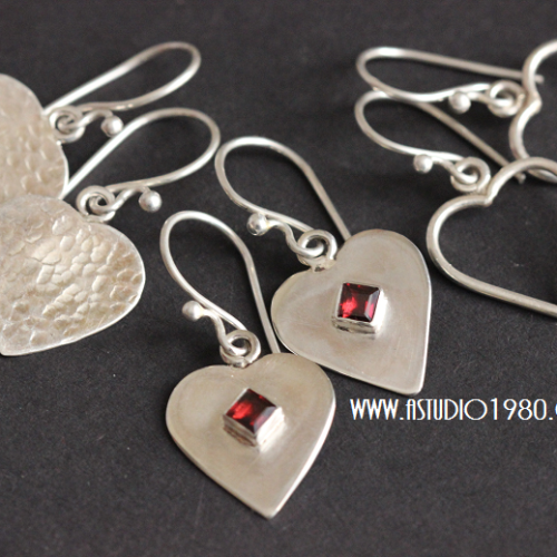 Heart Earrings - Artisan Earrings - Silver Earrings - Valentines gift