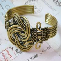 Hearts Wire work hand made golden brass bracelet cuff